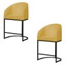 Kit 02 Banco Banqueta Poltrona Mia Base Metal Preta Suede Cor:amarelo - 2