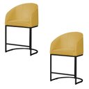 Ver imagem 2 de Kit 02 Banco Banqueta Poltrona Mia Base Metal Preta Suede Cor:amarelo