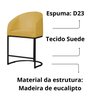 Kit 02 Banco Banqueta Poltrona Mia Base Metal Preta Suede Cor:amarelo - 4