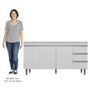 Ver imagem 5 de Balcão Gabinete Para Pia 160cm com Tampo 3 Portas Andréia Branco - AJL Móveis