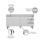 Ver imagem 3 de Balcão Gabinete Para Pia 160cm com Tampo 3 Portas Andréia Branco - AJL Móveis