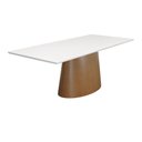 Ver imagem 1 de Mesa de Jantar Roma Retangular 180x90cm - Amêndoa - Tampo 180x90cm Branco/vidro Off-white