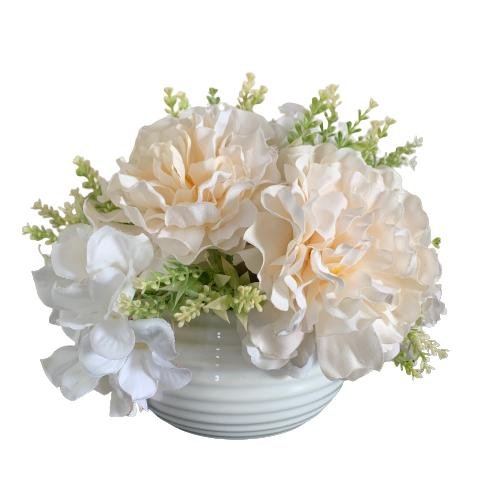 Vaso centro de mesa branco decorativo de cerâmica trabalhado ...