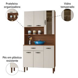 Armário de Cozinha Compacta 6 Portas 1 Gaveta Golden  - 5