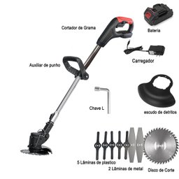 Cortador Aparador de Grama Planta Gramado Portatil Sem Fio Quintal Jardim Galho Erva Daninha Domesti - 4