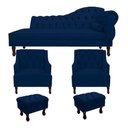 Ver imagem 1 de Divã Cancun 185 Esquerdo + 2 Poltronas +2 Puffs Azul Marinho