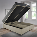 Ver imagem 3 de Cama Box Super King Baú Courino Linho Bege com Colchão Adapto Molas Ensacadas 193x203