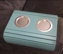 Ver imagem 3 de Kit 04un Esteira Decorativa Laqueada Sofá Copo Alumínio Azul Bebe