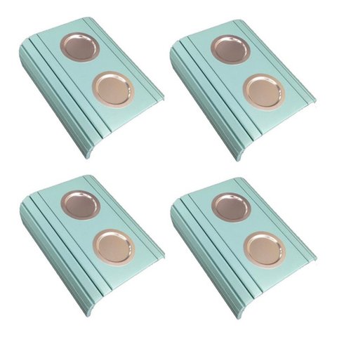 Kit 04un Esteira Decorativa Laqueada Sofá Copo Alumínio Azul Bebe