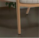 Ver imagem 3 de Poltrona em Linho Bege com Estrutura Madeira Decorativa para Sala e Recepção