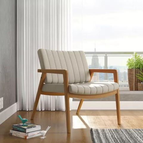 Poltrona Uxua em Linho Decorativa para Sala e Recepção - Lv Moveis