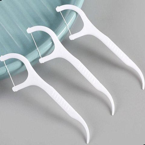Kit Haste com Fio Flosser Portátil para Higiene Bucal Completa Plástico Atóxico 30 Unidades
