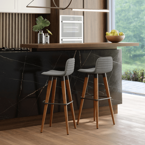 Kit 2 Banquetas Linea Base Madeira Cozinha Bar Bancada Alta:cinza/preto