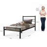 Cama Solteiro 100% Ferro Cristal P/ 160 Kg C/grade de Proteção -super Resistente -preto - 3