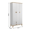 Ver imagem 2 de Conjunto Jujuba Roupeiro e Cômoda Nature e Branco Infantil Quarto Completo Moderno Organizador