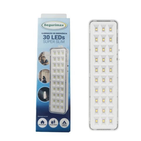 Luminária de Emergência Bivolt 30 Leds Super Slim Segurimax