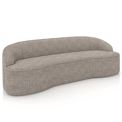 Sofá 5 Lugares Curvo Sala de Estar Living Lótus D02 Bouclê Bege Escuro 300cm Pb-04 - Lyam Decor
