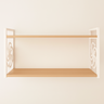 Prateleira Decorativa 70cm Amadeirada com Suporte Estilo Industrial Branco Suspensa Organiza Estante - 4