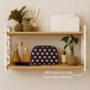 Ver imagem 2 de Prateleira Decorativa 70cm Amadeirada com Suporte Estilo Industrial Branco Suspensa Organiza Estante
