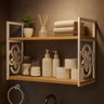 Prateleira Decorativa 70cm Amadeirada com Suporte Estilo Industrial Branco Suspensa Organiza Estante - 9