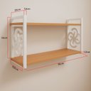 Ver imagem 5 de Prateleira Decorativa 70cm Amadeirada com Suporte Estilo Industrial Branco Suspensa Organiza Estante