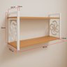 Prateleira Decorativa 70cm Amadeirada com Suporte Estilo Industrial Branco Suspensa Organiza Estante - 5