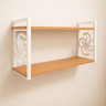 Prateleira Decorativa 70cm Amadeirada com Suporte Estilo Industrial Branco Suspensa Organiza Estante - 3