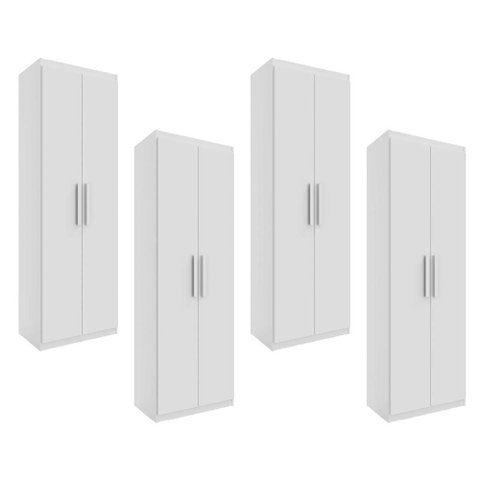 Kit 4 Armários Multiuso Organizador 02 Portas Rimo Branco