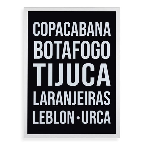 Quadro Decorativo Rio de Janeiro - Bairros 24x18cm - com Vidro:moldura Branca