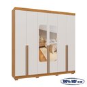 Ver imagem 5 de Guarda-Roupa Casal 6 Portas 3 Gavetas com Espelho 100% MDF Napoli Off White/Cerejeira/Nevaska