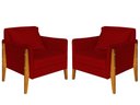 Ver imagem 1 de Kit 2 Poltronas Decorativa Sophia Suede Vermelho Pés Madeira Mz Decor