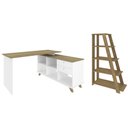 Ver imagem 1 de Mesa Escrivaninha em L Golden e Estante Livreiro Stela A06 Olmo/branco - Mpozenato