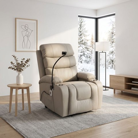 Poltrona Massagem Reclinável Elevação Elétrica Aurora Sintetico PU C01- D'Rossi