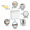 Ver imagem 3 de Balcão Gabinete Cozinha Lux 79cm 100% Mdf 02 Portas com Tampo Branco - Abmaza