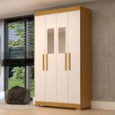 Ver imagem 1 de Guarda-roupa Solteiro Lana 4 Portas 2 Gavetas com Espelho 100% Mdf Cinamomo/off White - Acp Móveis