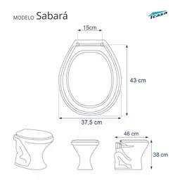 Tampa de Vaso Acrilico Sabará Branco para bacia Icasa 6lpf - 3