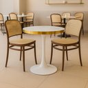 Ver imagem 2 de Conjunto Mesa de Jantar Redonda Majestic 70cm Branca com 2 Cadeiras Roma - Marrom