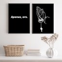 Ver imagem 2 de Kit 2 Quadros Religiosos Apenas ore 24x18cm:madeira Branca