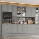 Ver imagem 6 de Cozinha Modulada Completa com Cristaleira 343cm 6 Peças 13 Portas 7 Gavetas Americana Henn