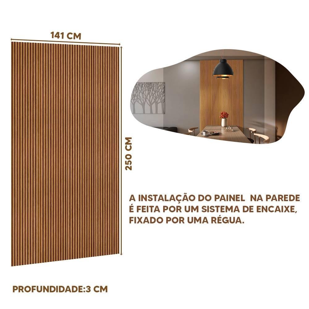Painel Ripado Placa 140 cm x 250 cm MDF E MDP Nature Linea Brasil - 4