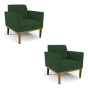 Ver imagem 2 de Kit 2 Poltronas Decorativas Isabella Pés Fixo em Madeira Castanho Veludo Verde Esmeralda G19 - Gran