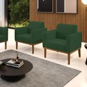 Ver imagem 1 de Kit 2 Poltronas Decorativas Isabella Pés Fixo em Madeira Castanho Veludo Verde Esmeralda G19 - Gran