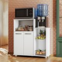 Ver imagem 1 de Armário Multiuso Fruteira Sollys 2 Portas Cesto Metal Nicho Microondas - Branco
