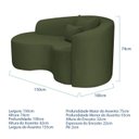 Ver imagem 3 de Recamier Curvo Orgânico 150cm 2 Lugares Lado Esquerdo para Sala de Estar Linho Londres Verde