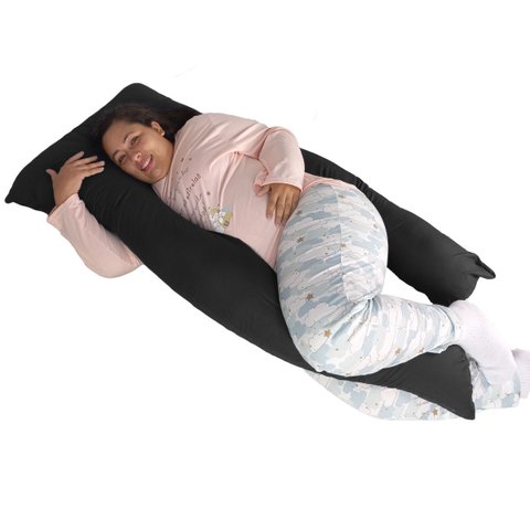 Travesseiro Gigante Happy Line 150 x 70 cm - Preto