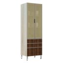 Ver imagem 1 de Paneleiro 70Cm Vidro Bronze Luci Legno Crema C/ Dourado