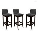 Ver imagem 1 de Kit 3 Banquetas Alta para Bancada de Cozinha Nice Madeira Maciça Matelassê Suede Cinza Ccs