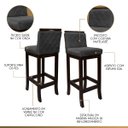 Ver imagem 4 de Kit 3 Banquetas Alta para Bancada de Cozinha Nice Madeira Maciça Matelassê Suede Cinza Ccs