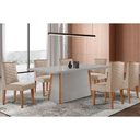 Ver imagem 1 de Conjunto Sala de Jantar Tilia C/ Tampo Madeirado C/ Vidro Canto Curvo 180x90cm e 6 Cadeiras Dafne