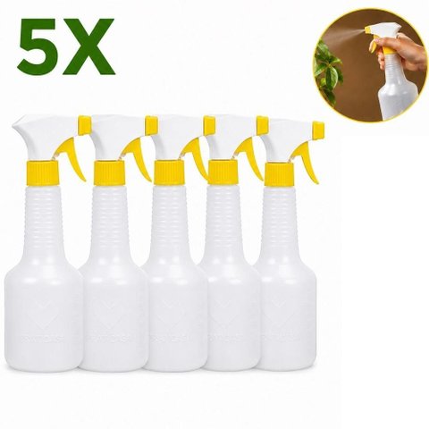 Kit 5 Borrifador Manual Pulverizador 500ml Spray Frasco Gatilho Multiuso